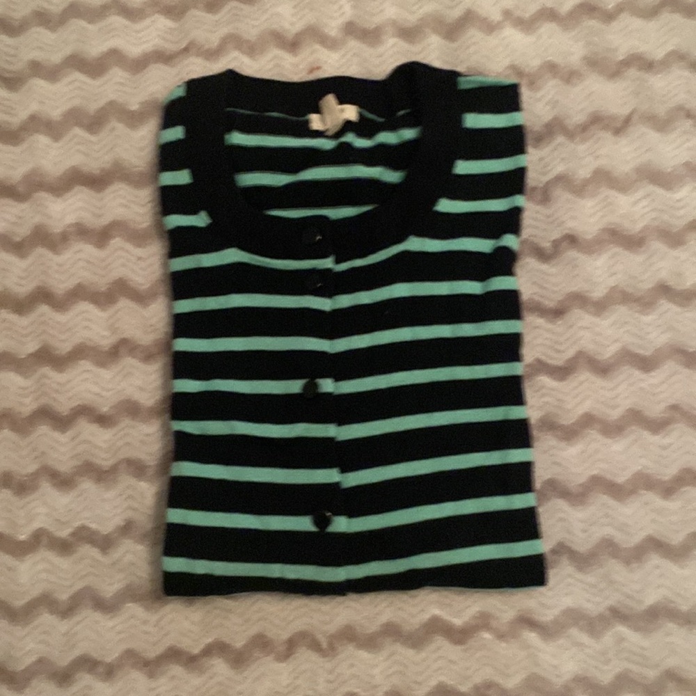 J. Crew Mint Green and Black Cardigan Size XS